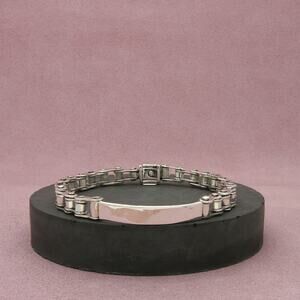 mexico sterling silver mens bike chain id bracelet size 8in